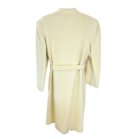 Vintage 1970's long cream Tweed Coat Stunning Long Belted Coat SZ Medium - Picture 5 of 11